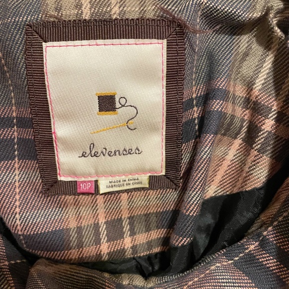 Elevenses by Anthropologie plaid ruffle trench coat size 10P - Picture 6 of 6